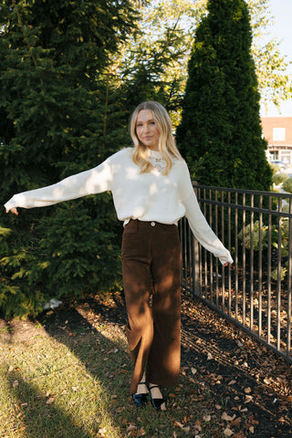 Lace Top Sweater, Ivory