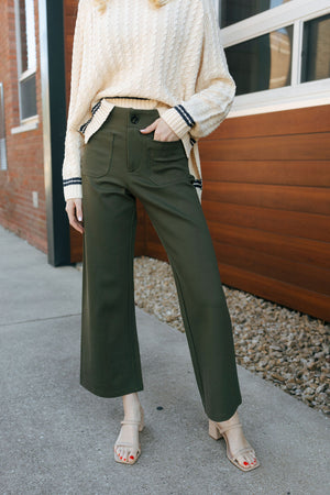 Ponte Crop Pants, Olive