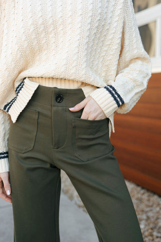 Ponte Crop Pants, Olive *final sale*