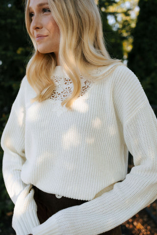 Lace Top Sweater, Ivory