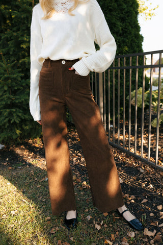 Front Pocket Cord Pants, Brown *final sale*