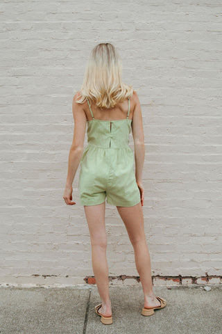 Embroidered Romper, Green *final sale