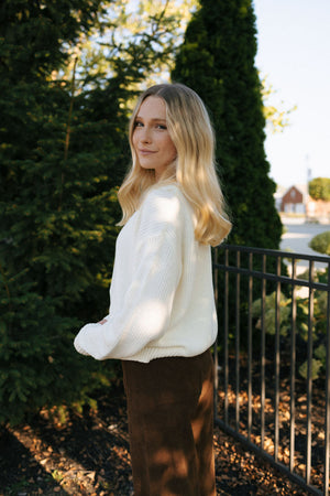 Lace Top Sweater, Ivory