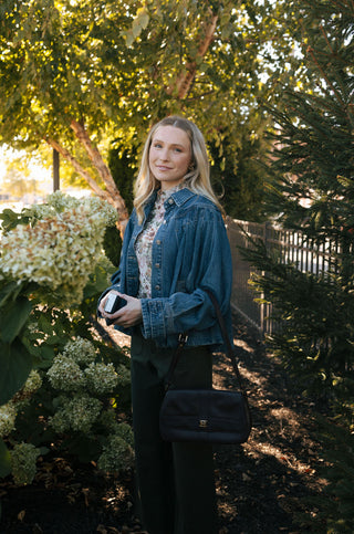 Pleated Denim Jacket