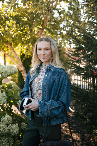 Pleated Denim Jacket