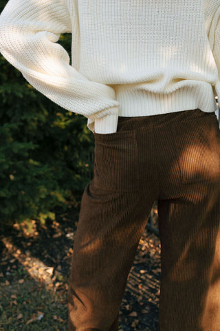 Front Pocket Cord Pants, Brown *final sale*