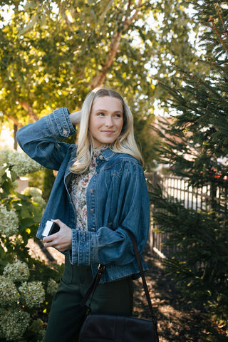 Pleated Denim Jacket