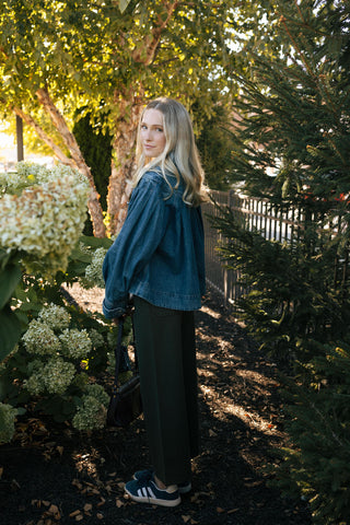 Pleated Denim Jacket