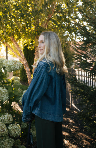 Pleated Denim Jacket