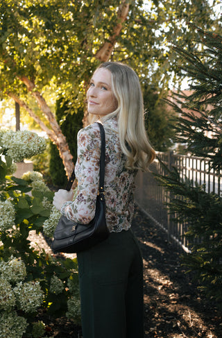 Mesh Floral Top, Cream