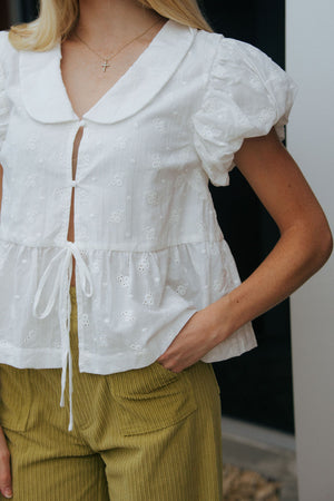 Puff Sleeve Collared Blouse