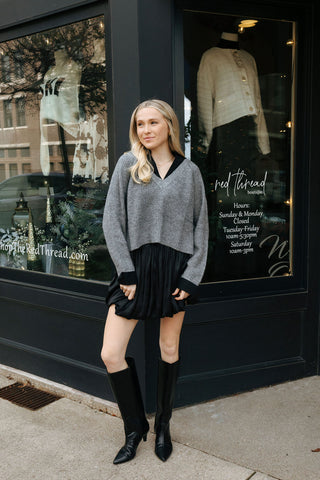 Combo Sweater, Gray