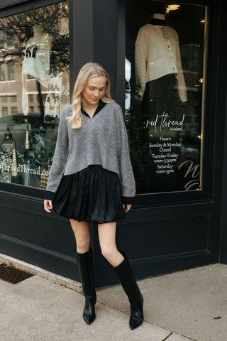 Combo Sweater, Gray