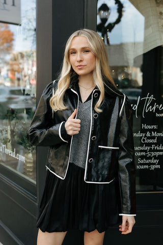 Faux Leather Jacket, Black