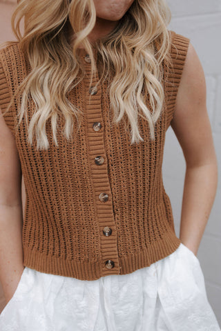 Crochet Vest, Brown