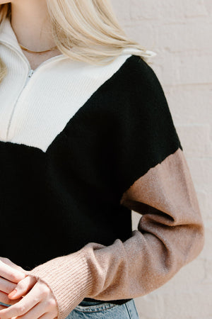 Colorblock Sweater, Black Multi