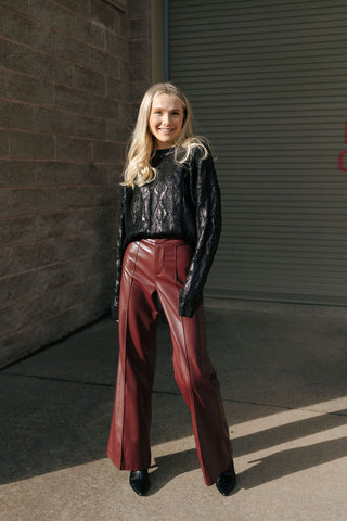 Faux Leather Burgundy Pants