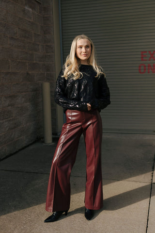 Faux Leather Burgundy Pants