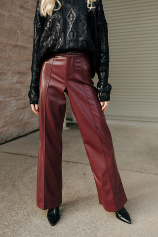 Faux Leather Burgundy Pants