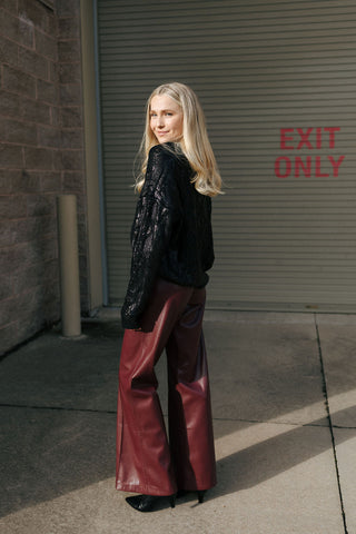 Faux Leather Burgundy Pants