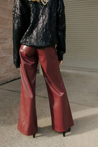 Faux Leather Burgundy Pants