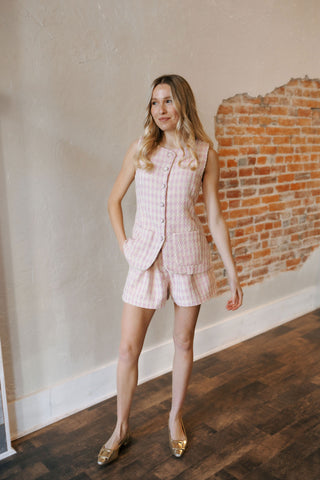 Tweed Shorts Set, Pink