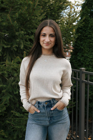 Contrast Stitch Sweater, Oat