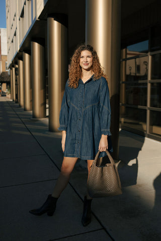 Denim Button Dress