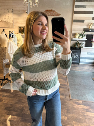 Floriana Sweater, Olive Stripe