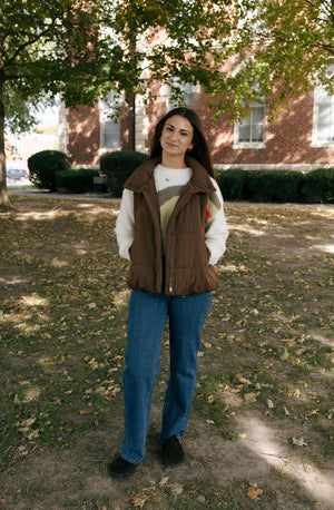 Puffer Vest, Brown