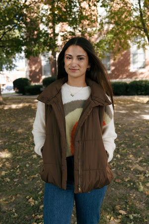 Puffer Vest, Brown