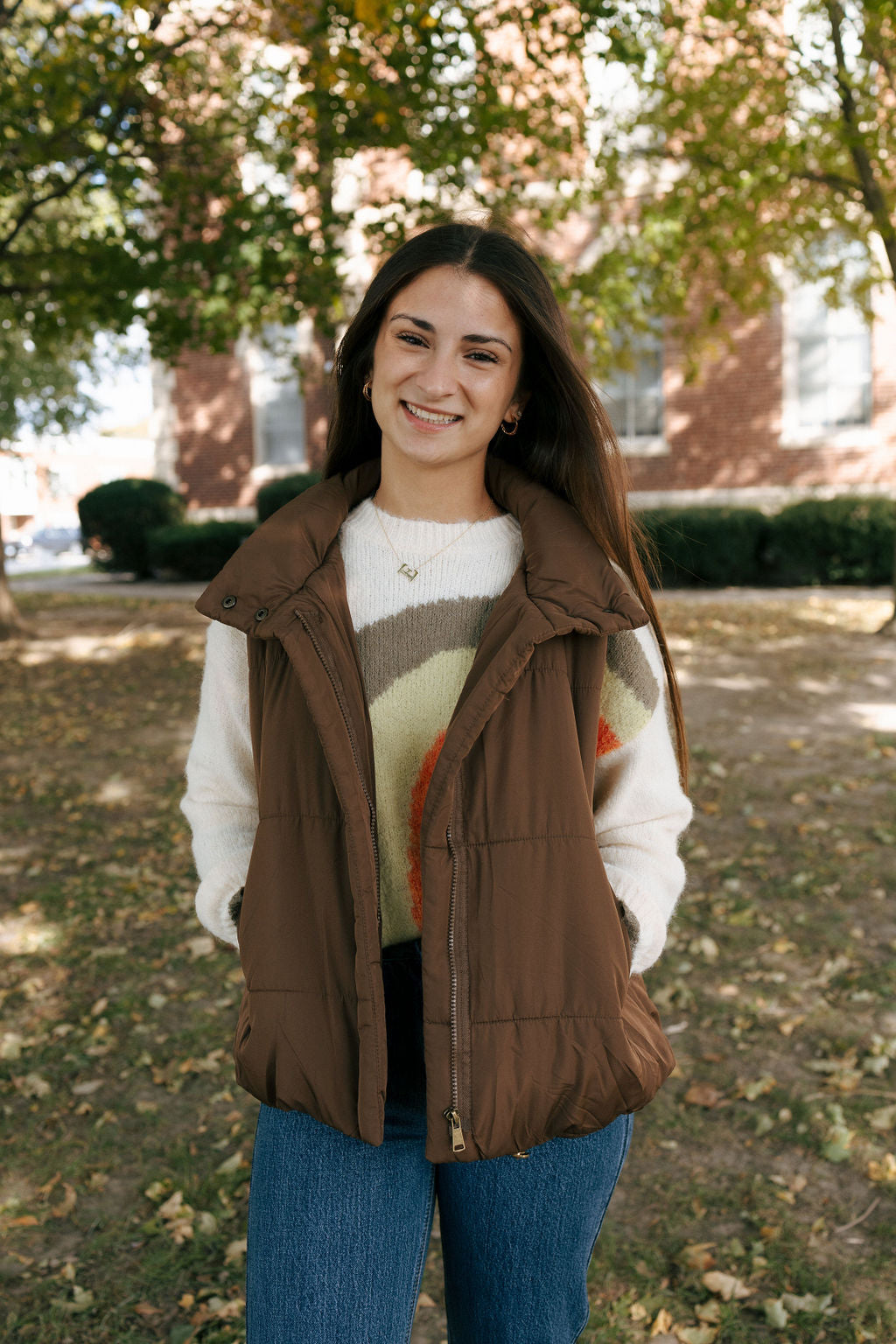 Puffer Vest, Brown