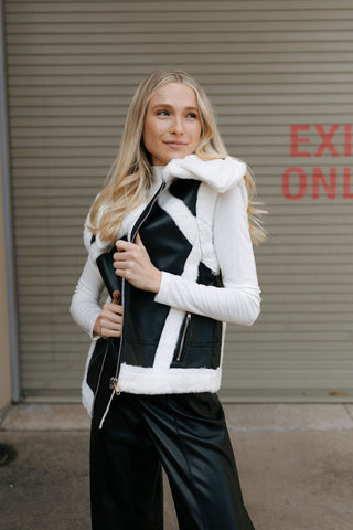 Faux Leather Vest, Black