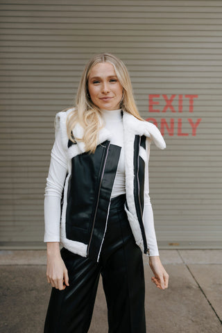 Faux Leather Vest, Black