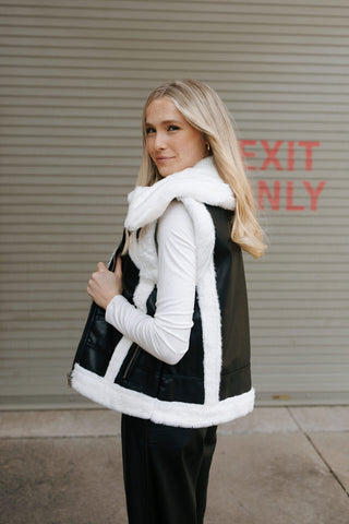 Faux Leather Vest, Black