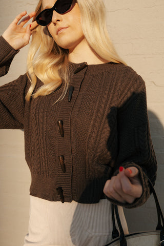 Crew Cable Sweater, Brown