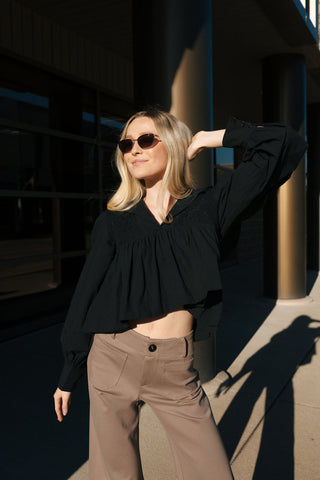 Oversized Collar Top, Black *final sale