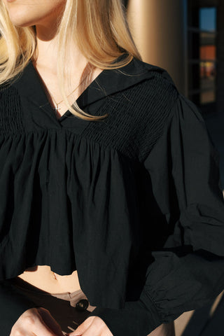 Oversized Collar Top, Black *final sale