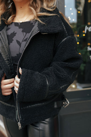 Sherpa Bomber Jacket, Black