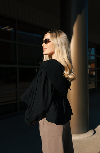 Oversized Collar Top, Black *final sale