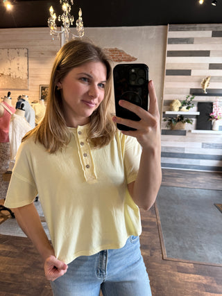 Delia Henley Crop Tee, Yellow