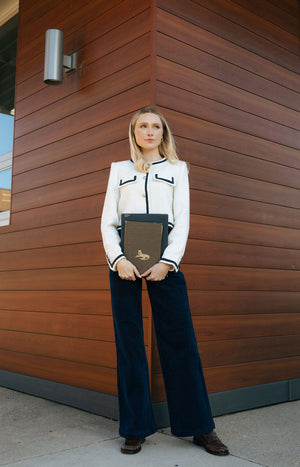 Tweed Jacket, Ivory/Navy