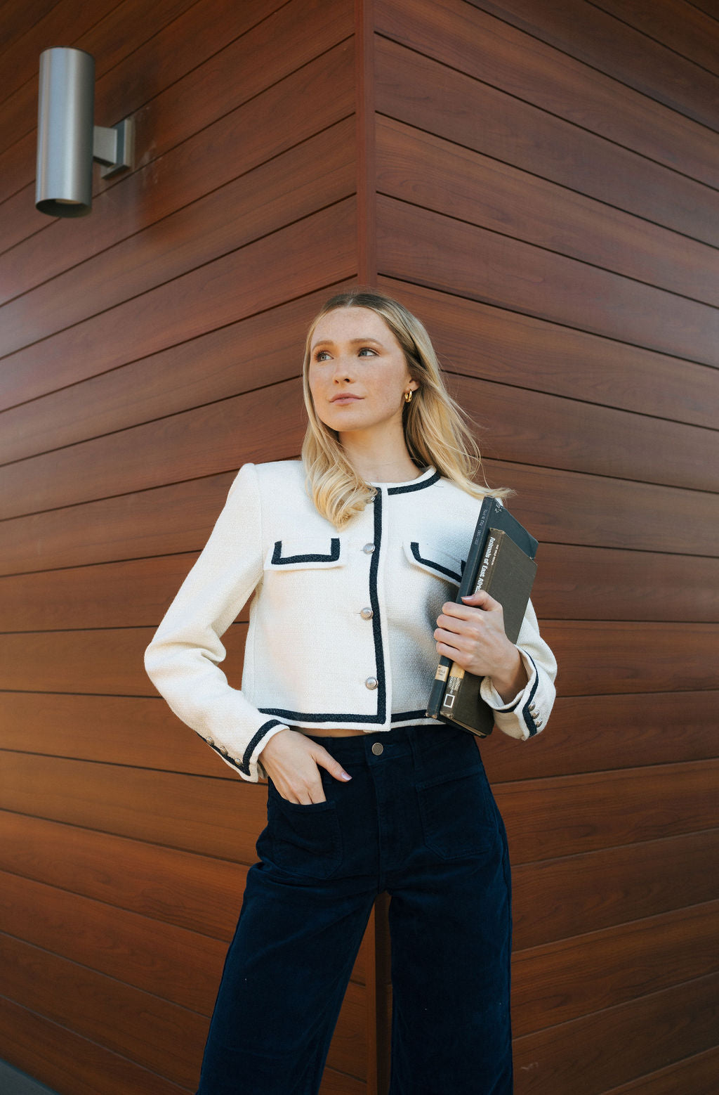 Tweed Jacket, Ivory/Navy