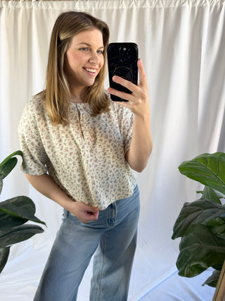 Arlo Floral Henley Tee - The Red Thread Boutique
