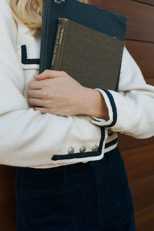 Tweed Jacket, Ivory/Navy