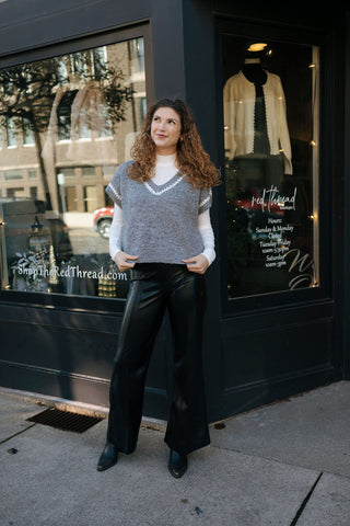 Embroidered Sweater Vest, Gray