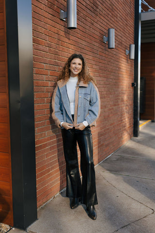 Mocha Sherpa Denim Jacket