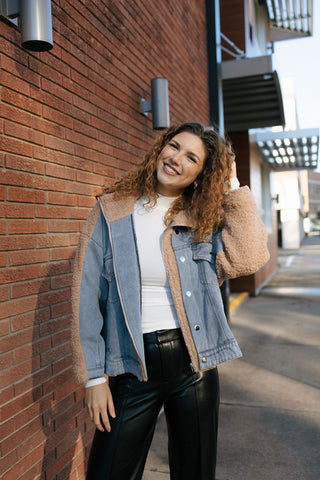 Mocha Sherpa Denim Jacket