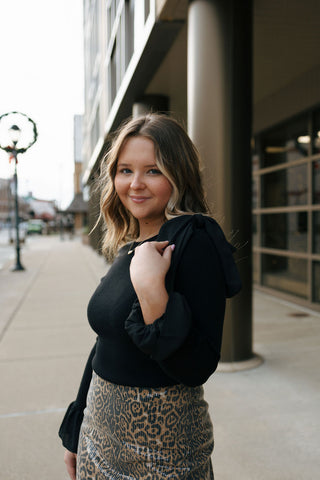 Ruffle Bow Sweater, Black