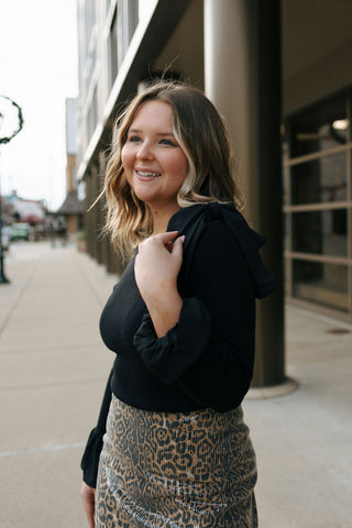 Ruffle Bow Sweater, Black